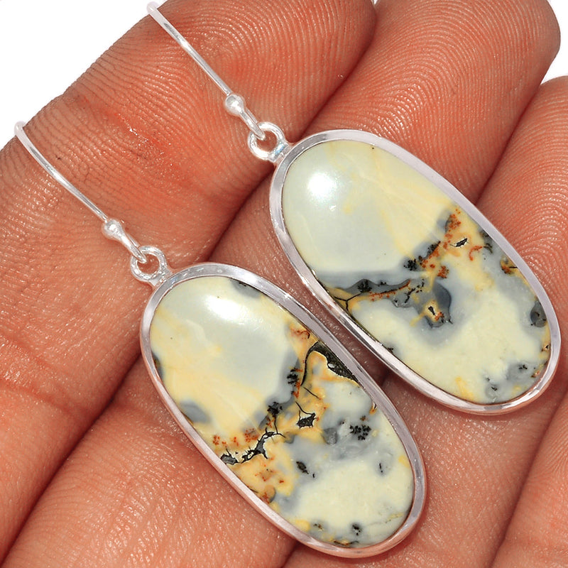 1.8" White Malingo Jasper Earrings - WMJE80