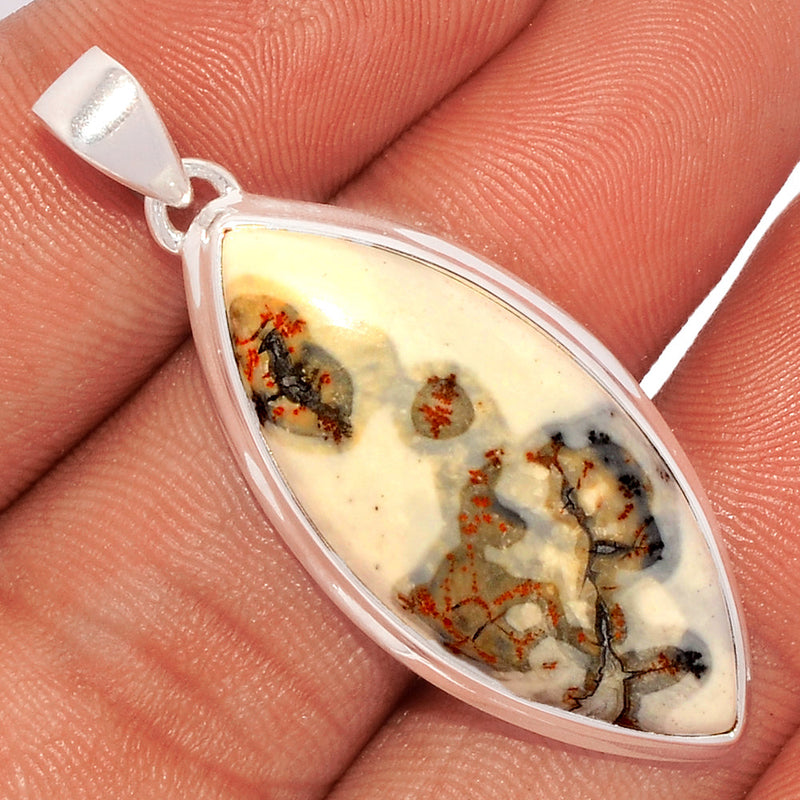 1.7" White Malingo Jasper Pendants - WMJP136