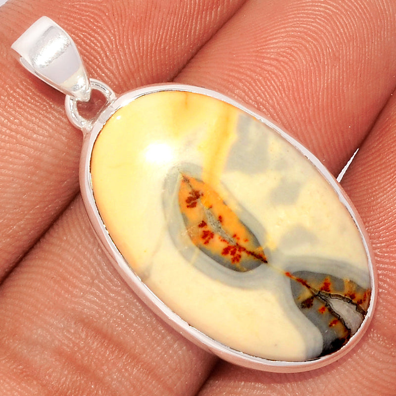 1.5" White Malingo Jasper Pendants - WMJP149