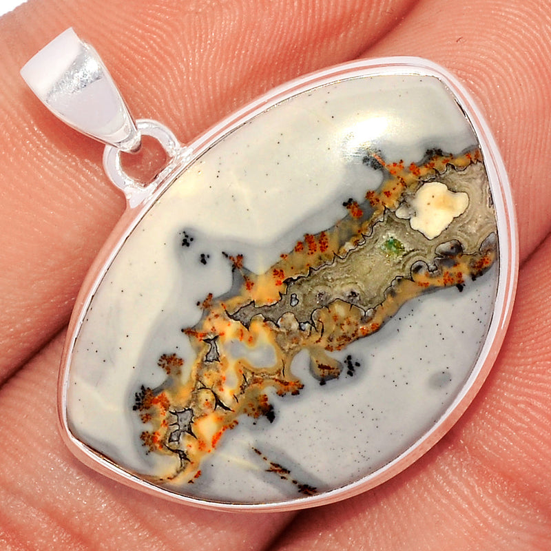 1.3" White Malingo Jasper Pendants - WMJP180