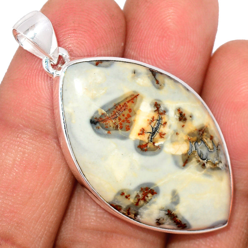 1.8" White Malingano Jasper Pendants - WMJP314