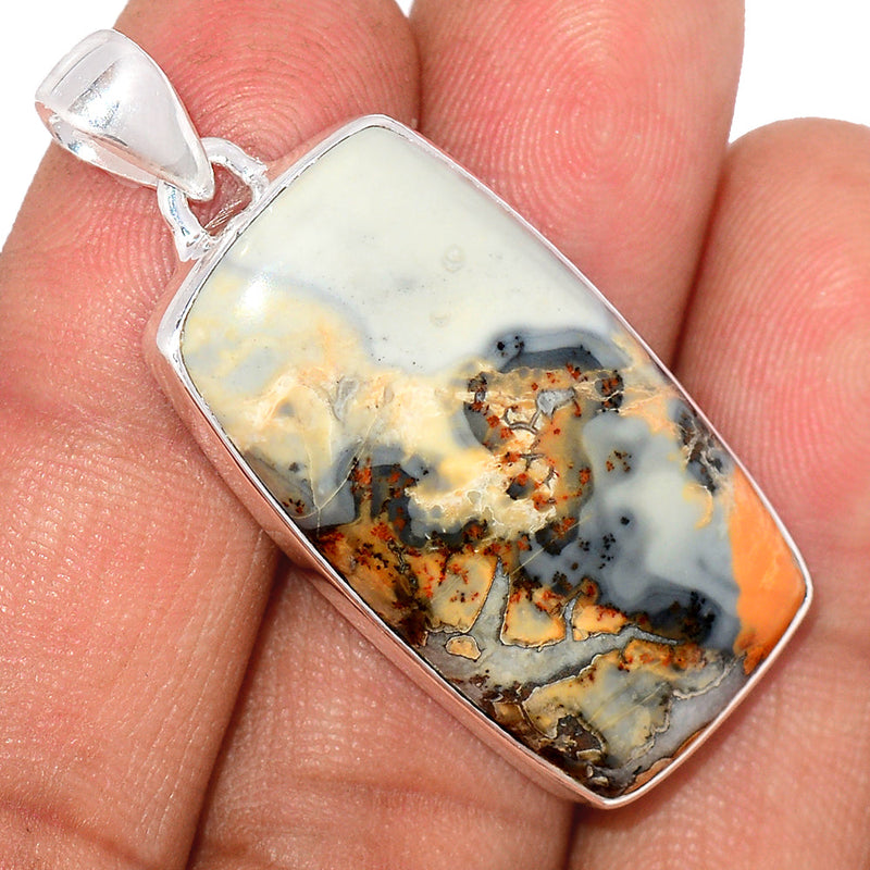 1.7" White Malingano Jasper Pendants - WMJP315