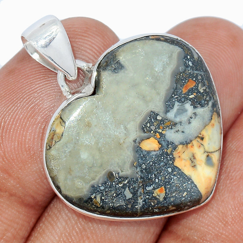 1.3" Heart - White Malingano Jasper Pendants - WMJP358