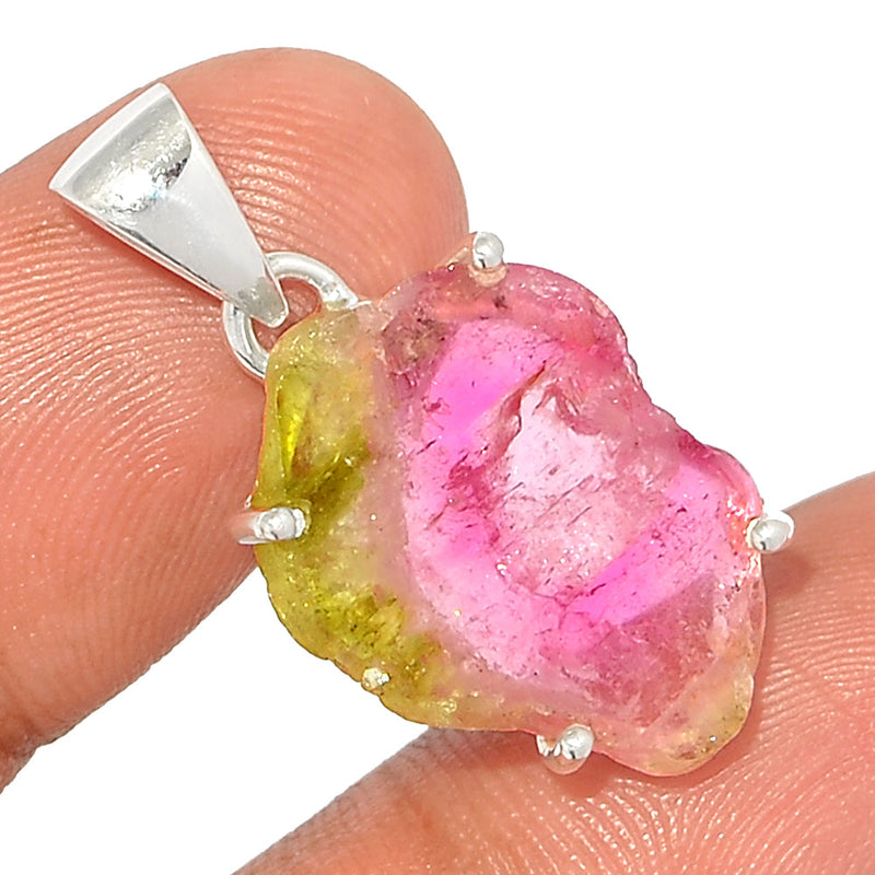 1.2" Claw - Watermelon Tourmaline Slice Pendants - WTSP394