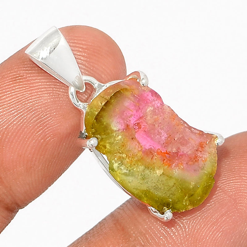 1.2" Claw - Watermelon Tourmaline Slice Pendants - WTSP398