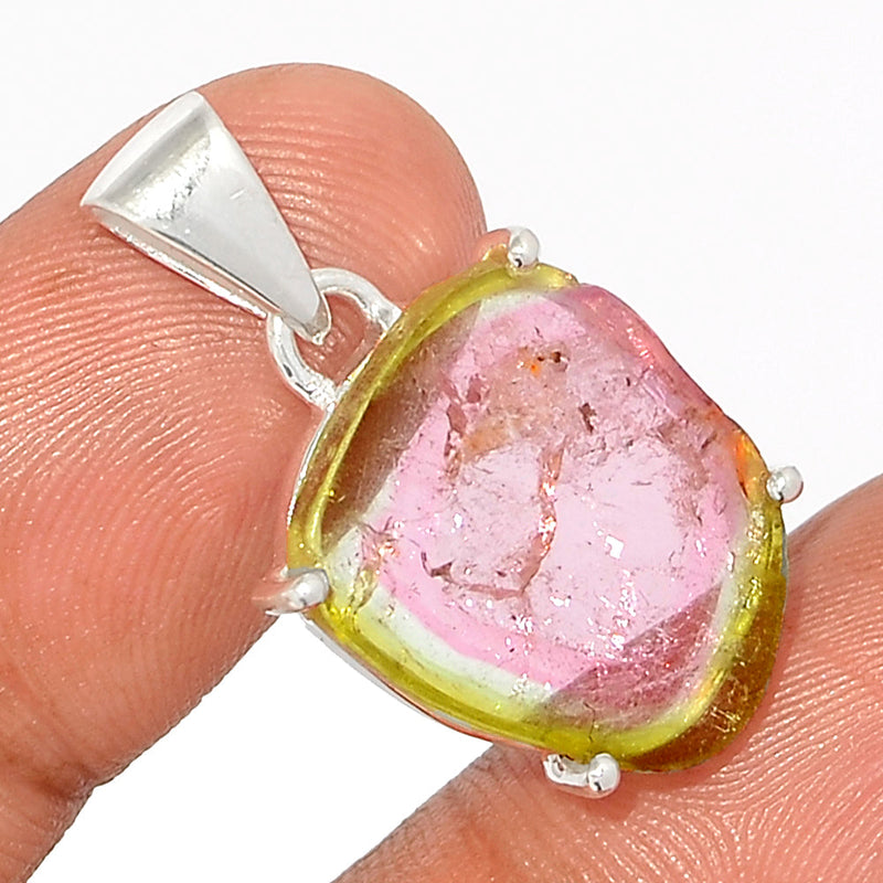 1.1" Claw - Watermelon Tourmaline Slice Pendants - WTSP399