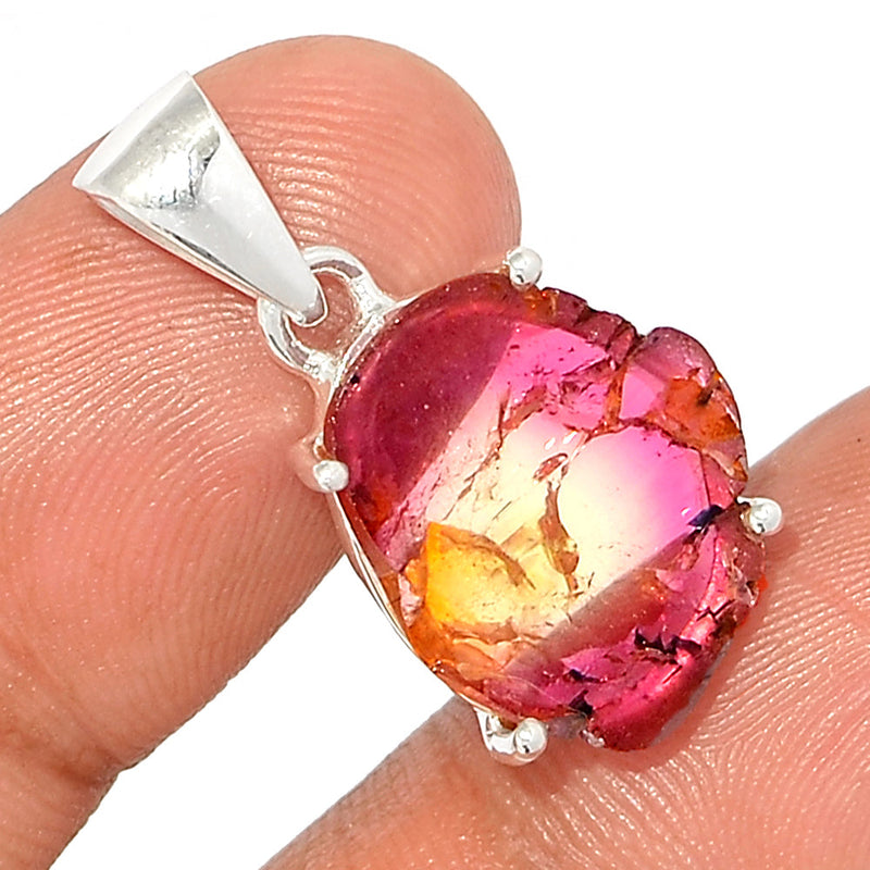 1.1" Claw - Watermelon Tourmaline Slice Pendants - WTSP400