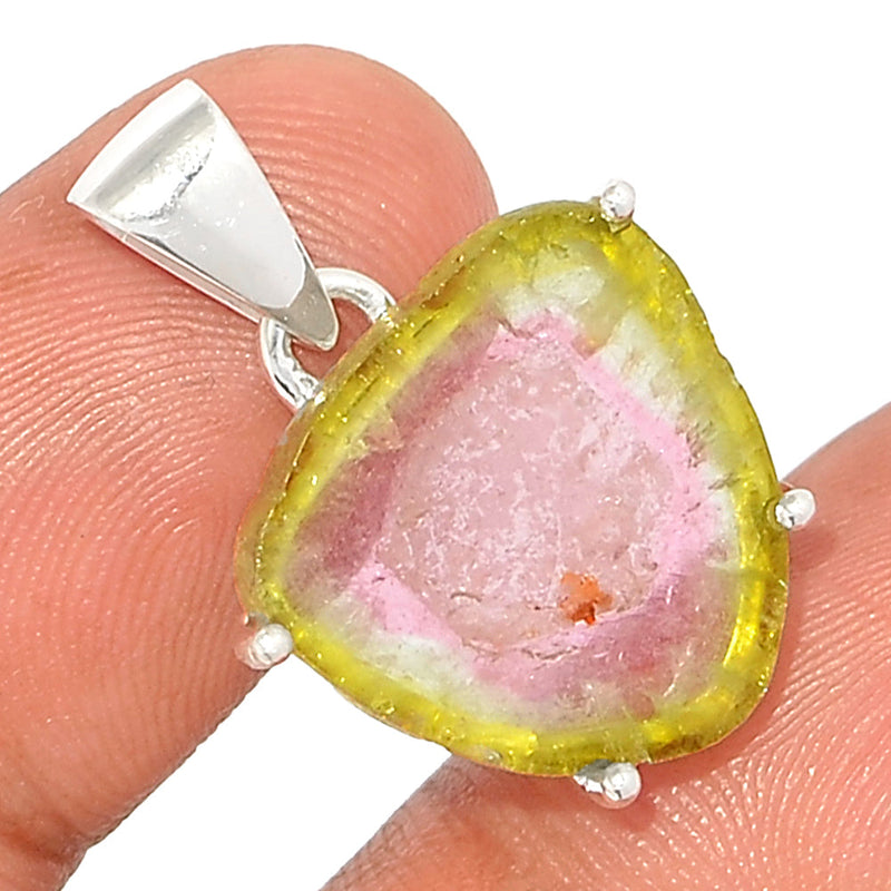 1.1" Claw - Watermelon Tourmaline Slice Pendants - WTSP418