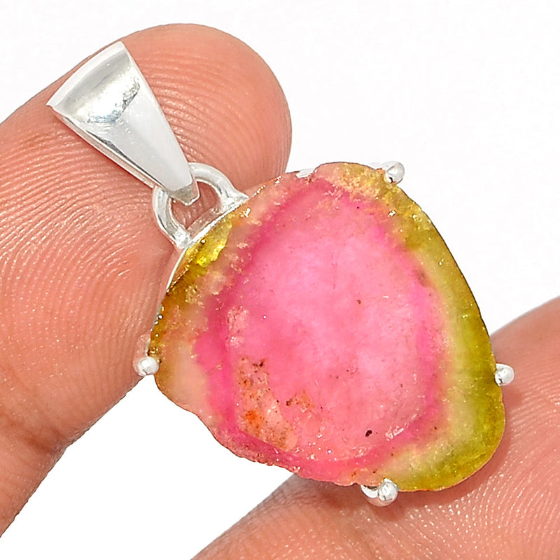 1.3" Claw - Watermelon Tourmaline Slice Pendants - WTSP430