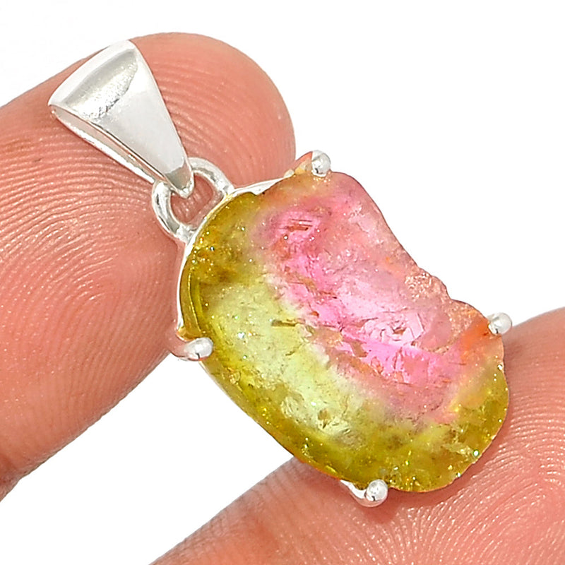 1.2" Claw - Watermelon Tourmaline Slice Pendants - WTSP449