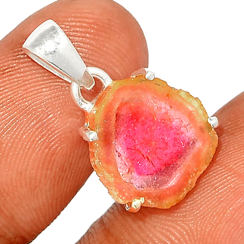 0.8" Claw - Watermelon Tourmaline Slice Pendants - WTSP494