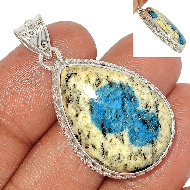 1.6" Fine Filigree - K2 Blue (Azurite In Quartz) Pendants - K2P1257