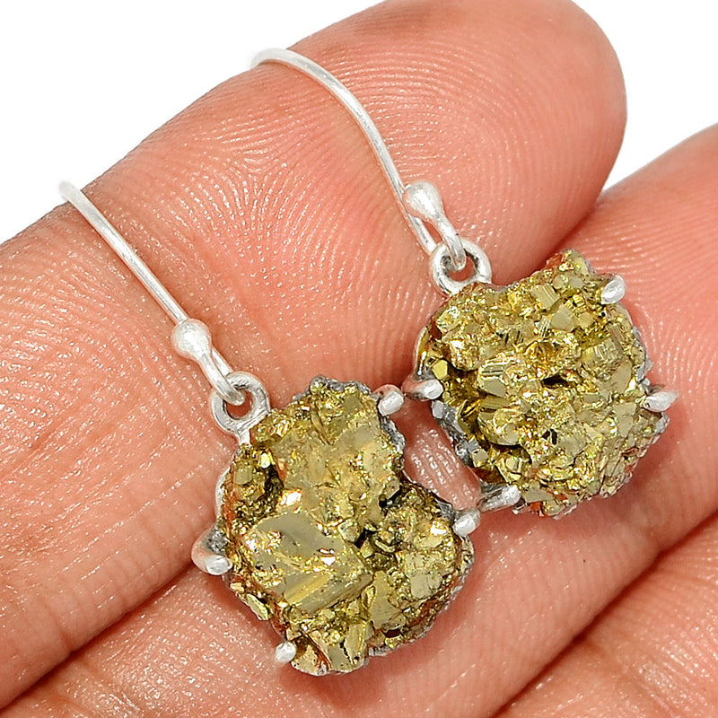 1.1" Claw - Mexican Pyrite Druzy Earrings - PYDE244