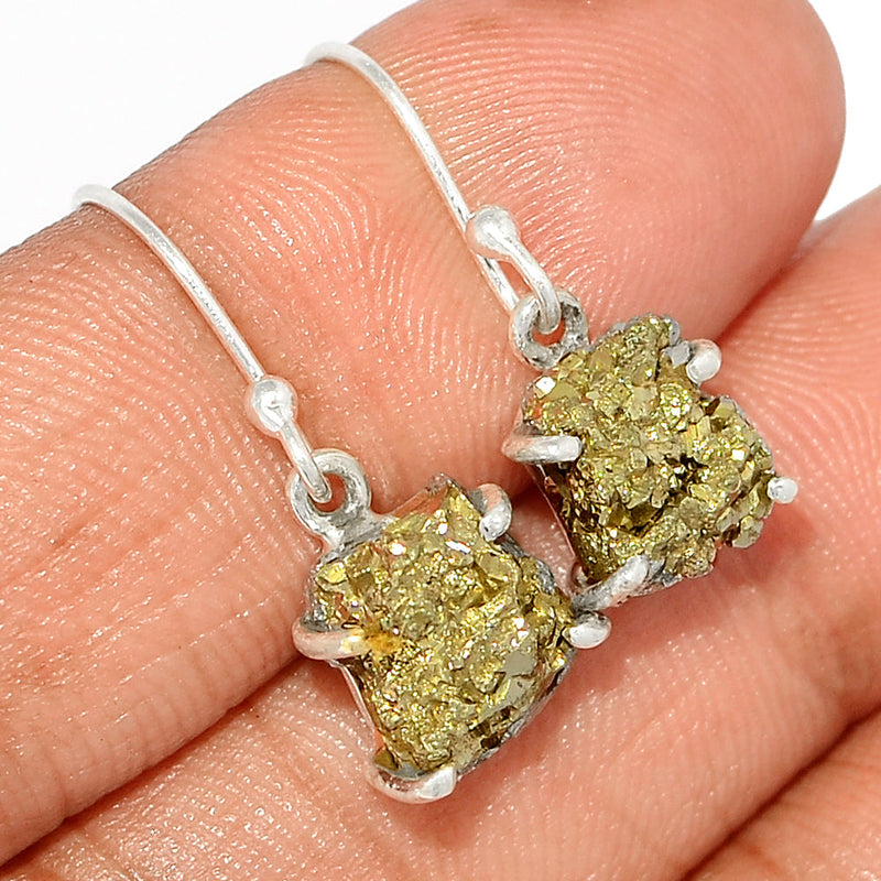 1" Claw - Mexican Pyrite Druzy Earrings - PYDE251