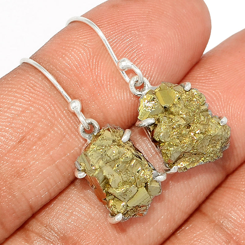 1.2" Claw - Mexican Pyrite Druzy Earrings - PYDE252