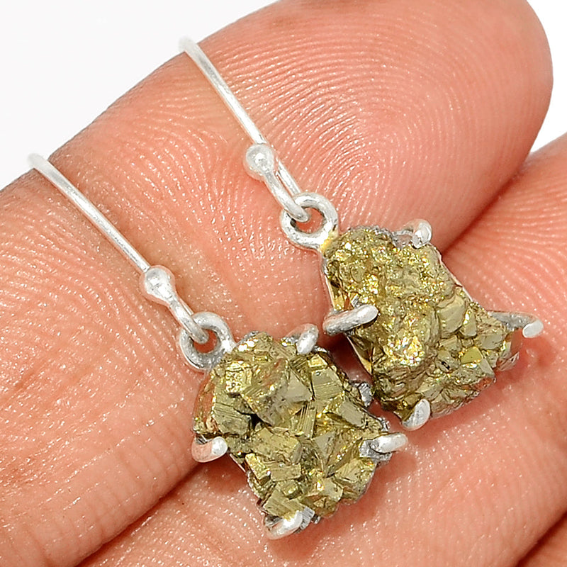 1.1" Claw - Mexican Pyrite Druzy Earrings - PYDE254