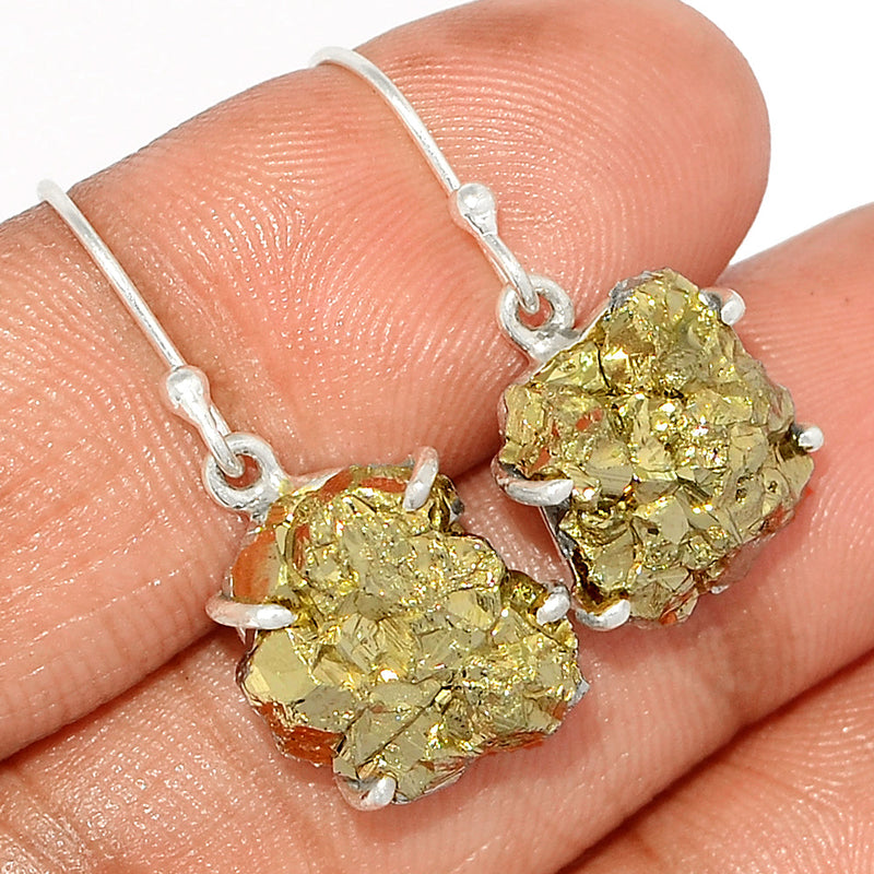 1.1" Claw - Mexican Pyrite Druzy Earrings - PYDE257