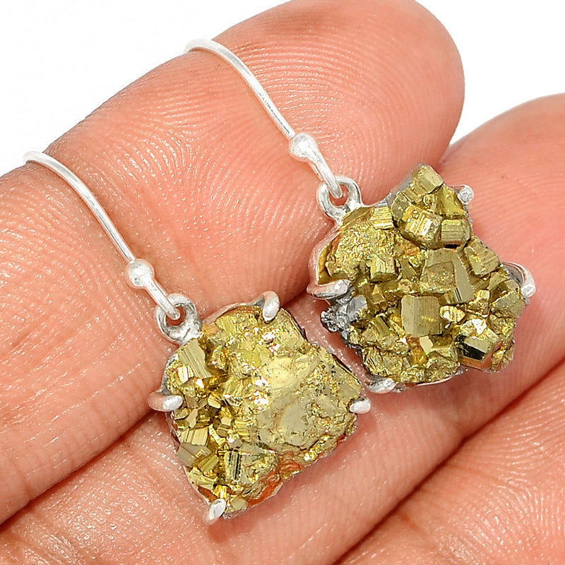 1.1" Claw - Mexican Pyrite Druzy Earrings - PYDE258