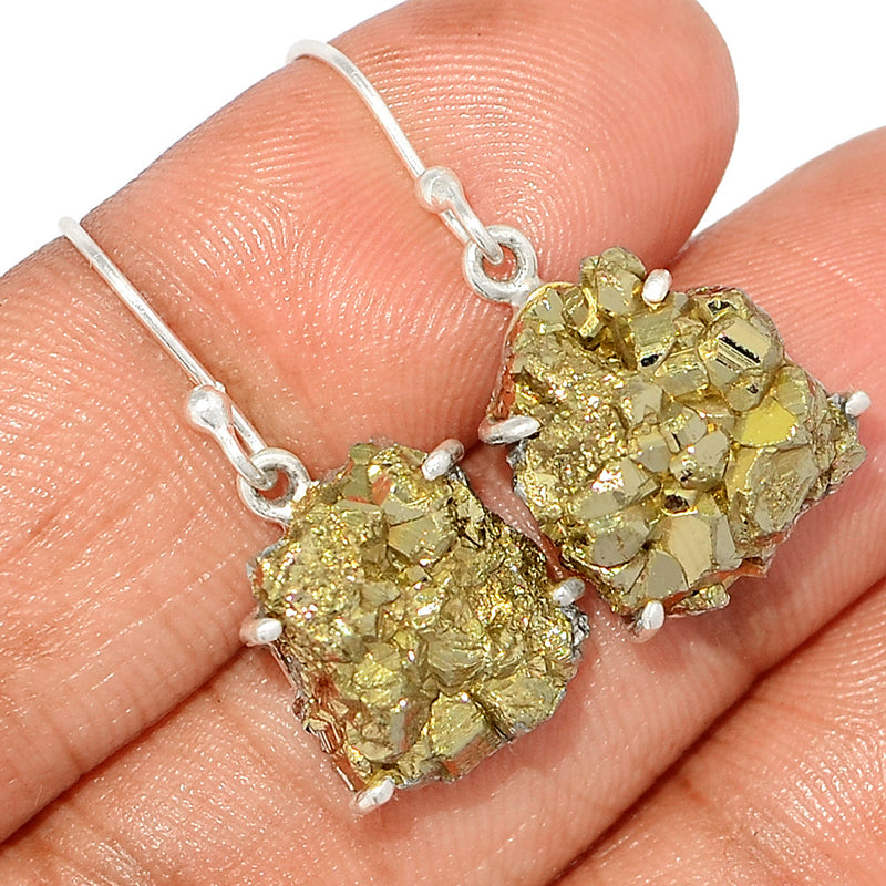 1.2" Claw - Mexican Pyrite Druzy Earrings - PYDE261