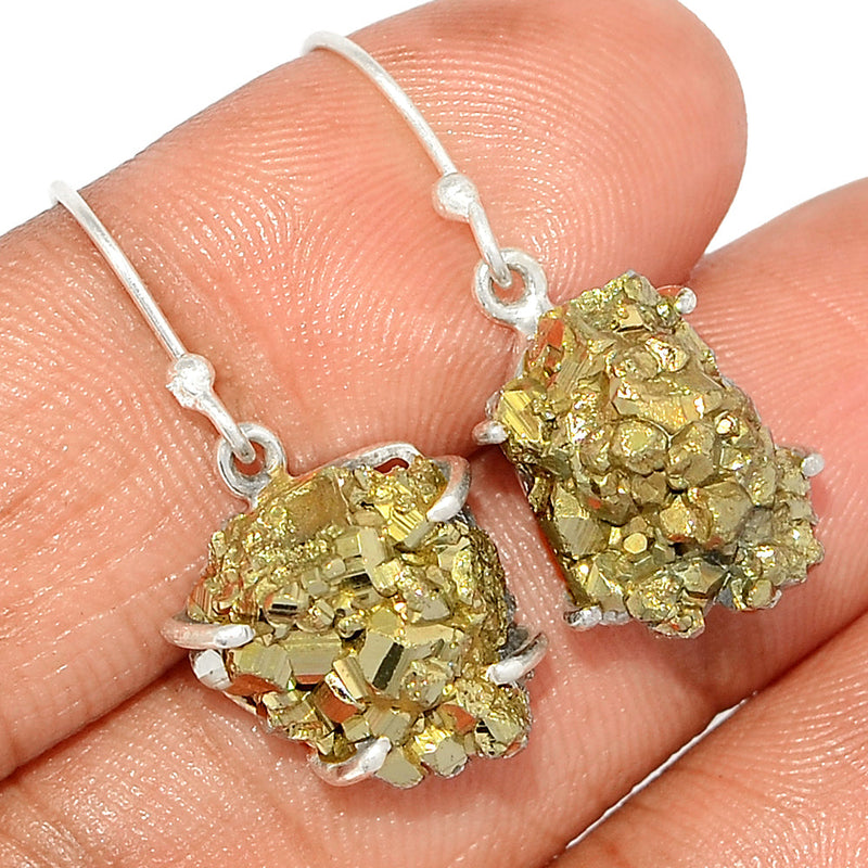1.2" Claw - Mexican Pyrite Druzy Earrings - PYDE264