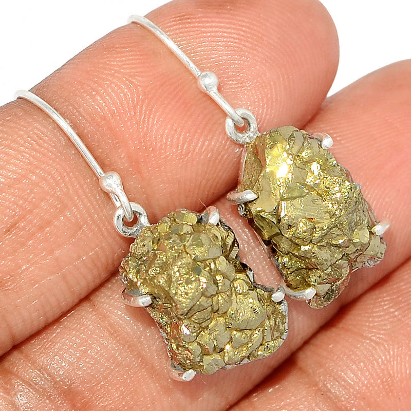 1.2" Claw - Mexican Pyrite Druzy Earrings - PYDE266