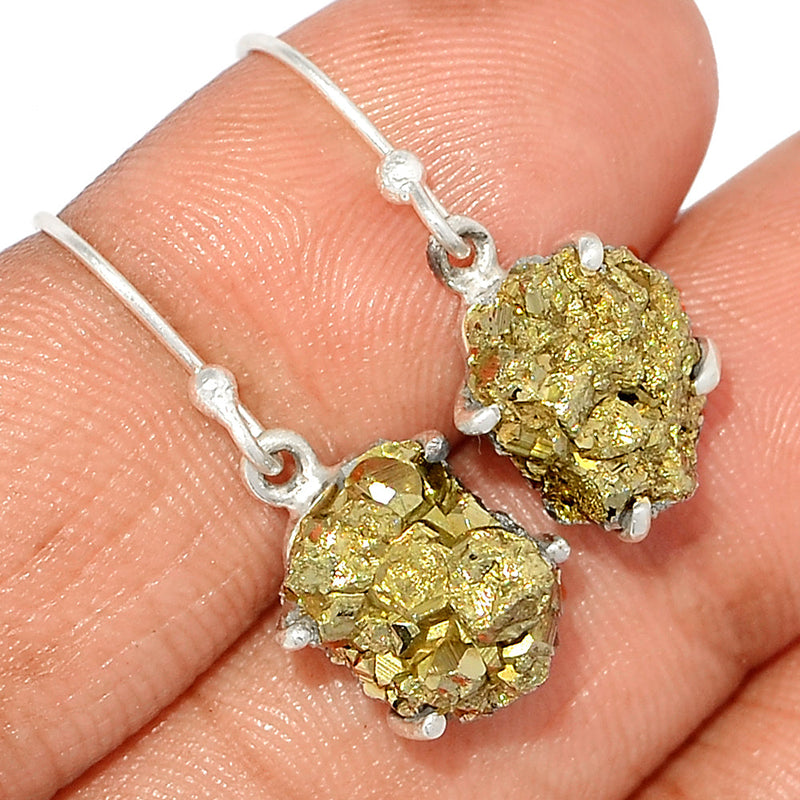 1.1" Claw - Mexican Pyrite Druzy Earrings - PYDE267