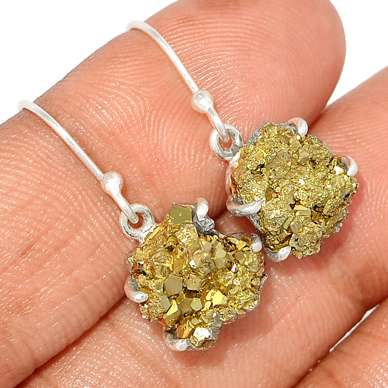 1" Claw - Mexican Pyrite Druzy Earrings - PYDE269
