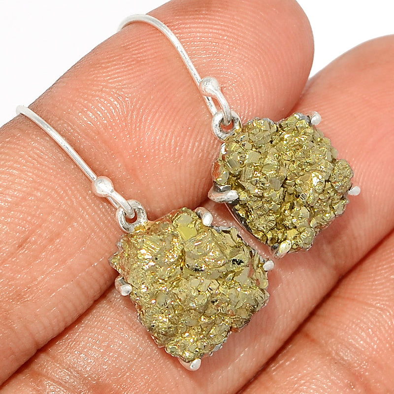 1.2" Claw - Mexican Pyrite Druzy Earrings - PYDE276