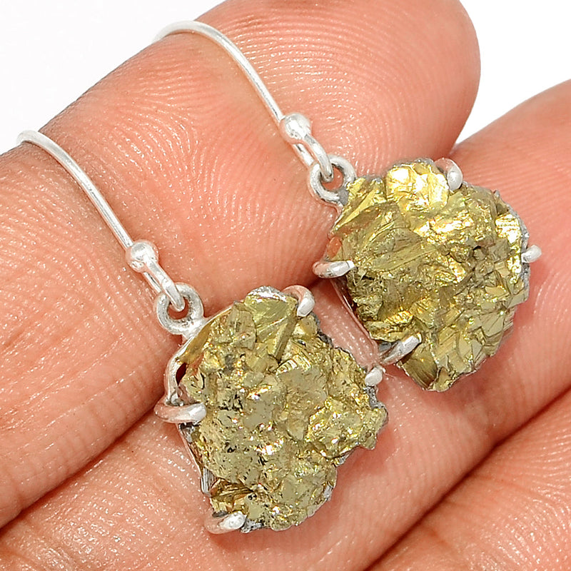 1.2" Claw - Mexican Pyrite Druzy Earrings - PYDE277