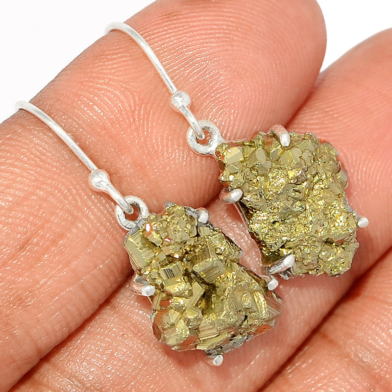 1.2" Claw - Mexican Pyrite Druzy Earrings - PYDE278
