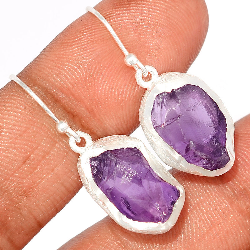 1.2" Amethyst Rough Earrings - AMRE297