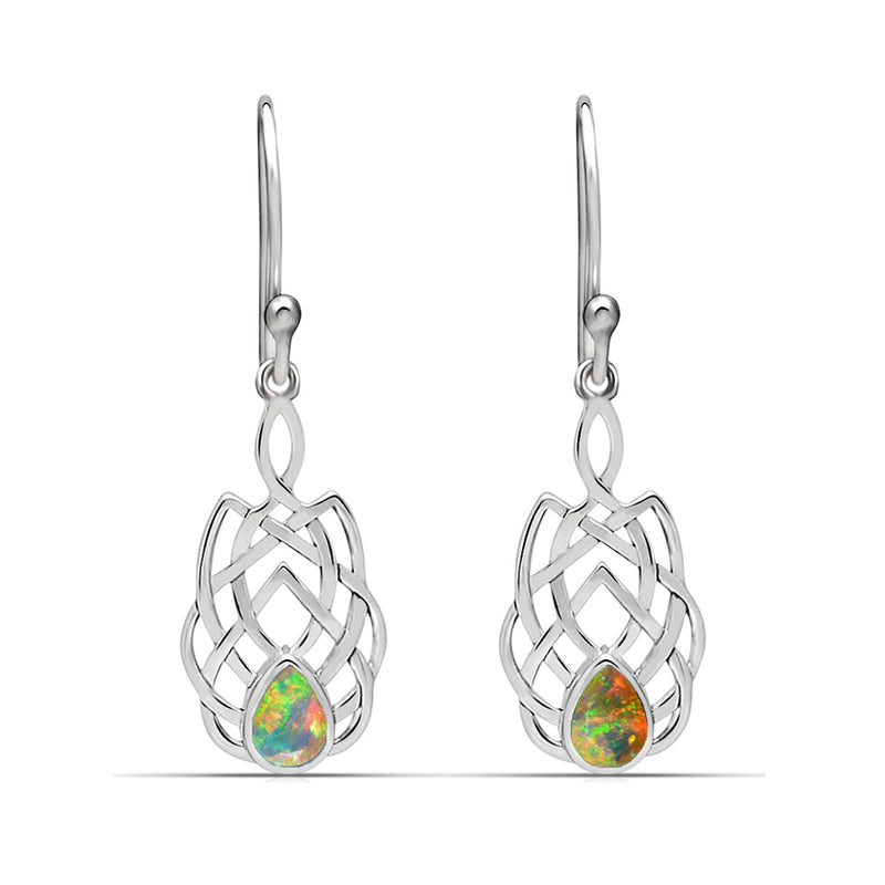1.6" Celtic - Ethiopian Opal Faceted Silver Earrings - CCE509-EOF Catalogue