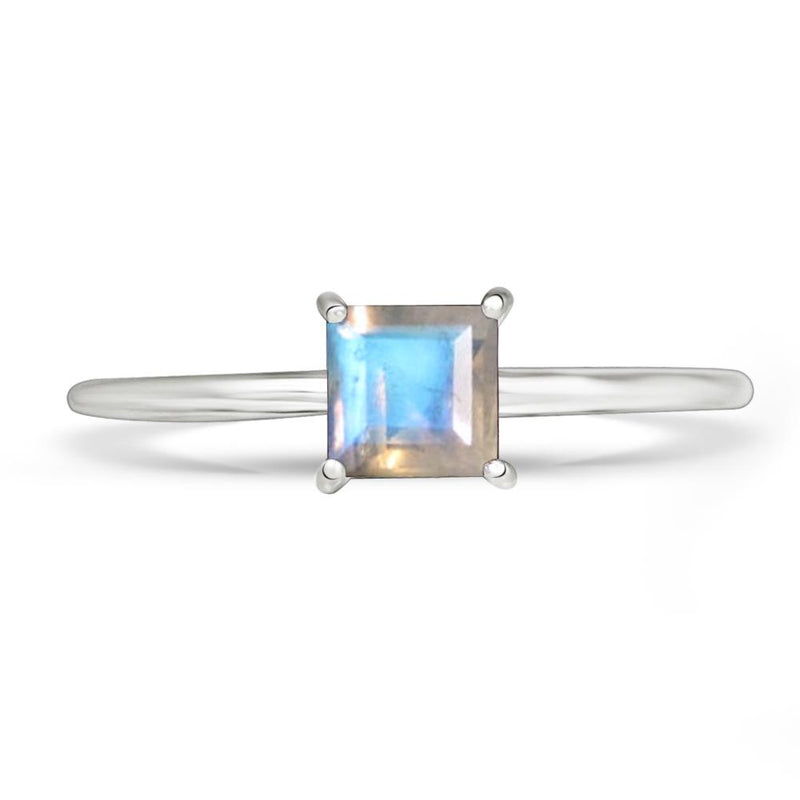 5*5 MM Square - Rainbow Moonstone Faceted Ring - RBC302-MNF Catalogue